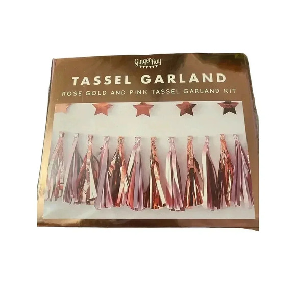 GINGER RAY TASSEL GARLAND ROSE GOLD AND PINK TASSEL GARLAND KIT 2 PACKS - Picture 1 of 2